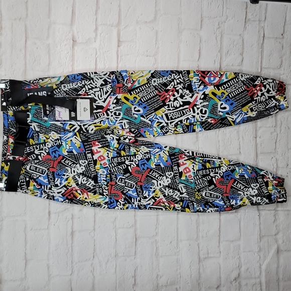 VIP Pants - VIP Jeans Urban Graffiti Jogger Style Ankle Faux Cargo Pants
